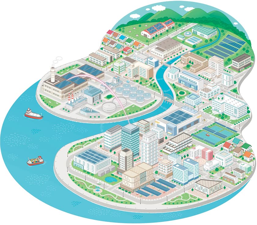 街_都市_俯瞰図作成_アイソメトリックイラスト制作_イラストレーターいわたまさよし